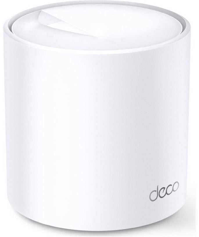 Gebruikte wifi-versterker van Tp-link. Model: Deco X10 AX1500, wit, voorkant