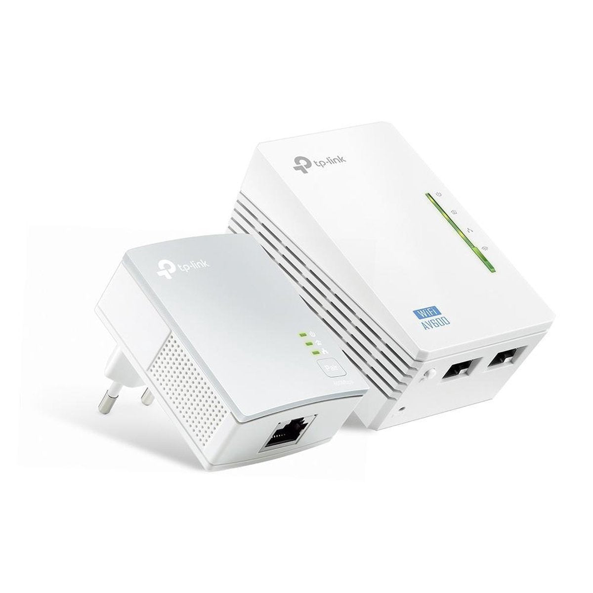 Set van 2 wifi boosters. Kleur grijs wit en groen. Merk TP-link.